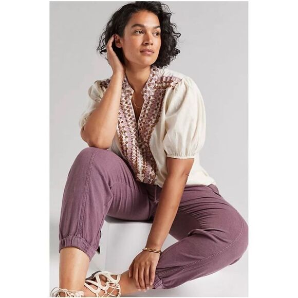 Anthropologie Tops - Anthropologie - Forever That Girl Embroidered Peasant Blouse size 2